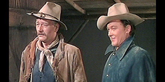 John Wayne as Capt. Nathan Brittles and Ben Johnson as Sgt. Tyree return to Fort Starke in She Wore a Yellow Ribbon (1949)
