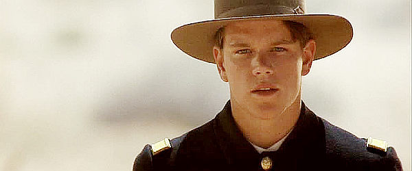 Matt Damon at Lt. Britton Davis, the young officer who accompanies Gatewood during the Geronimo campaign in Geronimo, An American Legend (1993)