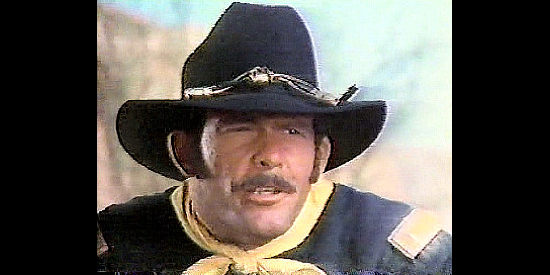 Max Gail as Lt. Spangler, the cavalry officer who's lost his way in Desperate Women (1978)