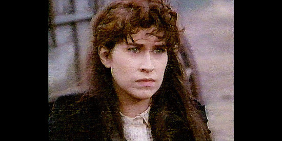 Nancy McKeon as Abbie Deal, cautiously watching Pawnee approach in A Mother's Gift (1995)