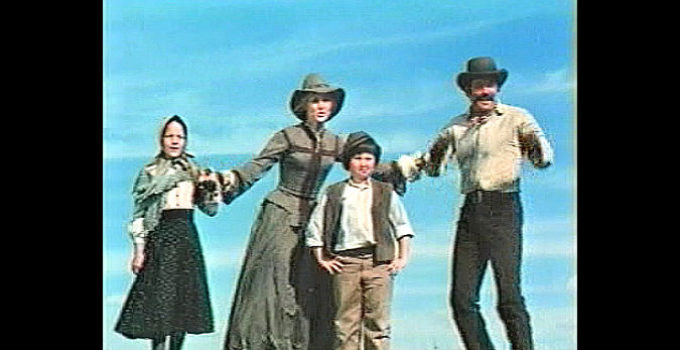 The Sergeant family, celebrating their arrival in Wyoming in Pioneer Woman (1973)