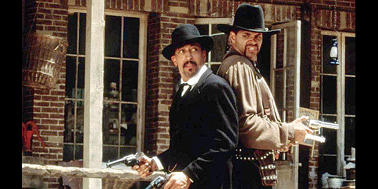 SInbad as the Cherokee Kid (right) ready for a showdown with The Undertaker (Gregory Hines) in The Cherokee Kid (1996)