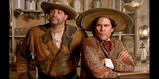 Sinbad as the Cherokee Kid with Juan Cortina (A Martinez), his constant companion in The Cherokee Kid (1996)