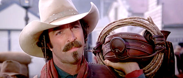 Tom Selleck as Matthew Quigley, arriving in Australia for a new job in Quigley Down Under (1990)