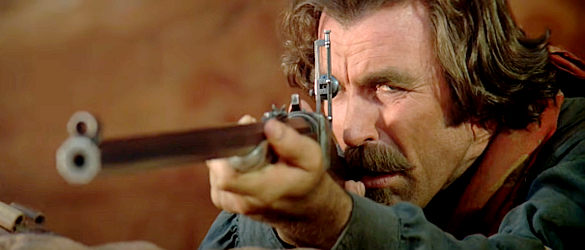 Tom Selleck as Matthew Quigley, putting his Sharps rifle to good use in Quigley Down Under (1990)