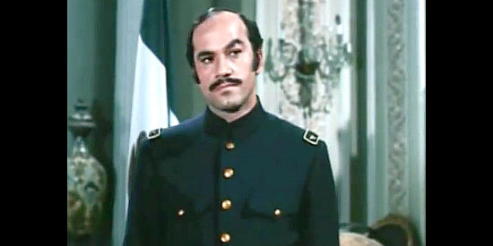 Aldo Sambrell as Col. Marinos, in charge of rooting out priests in Mexico in Rain for a Dusty Summer (1971)