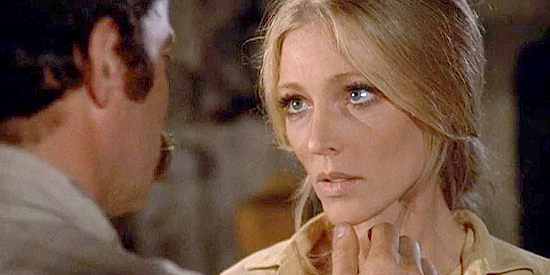 Joanna Pettet as Maggie Sergeant, bidding farewell to husband John (William Shatner) in Pioneer Woman (1973)