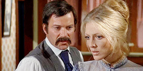 Joanna Pettet as Maggie Sergeant, realizing her husband John (William Shatner) is about to turn their life upside down in Pioneer Woman (1973)