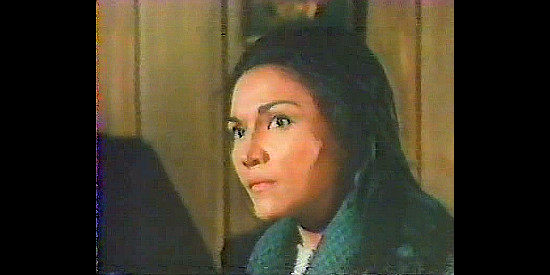 Mariam Colo as Eva Talbot, Harge's pregnant wife, in The Meanest Men in the West (1974)