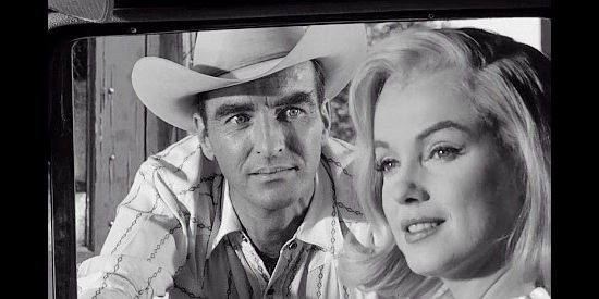 Montgomery Clift as Perce Howland, getting his first glimpse of Roslyn (Marilyn Monroe) in The Misfits (1961)