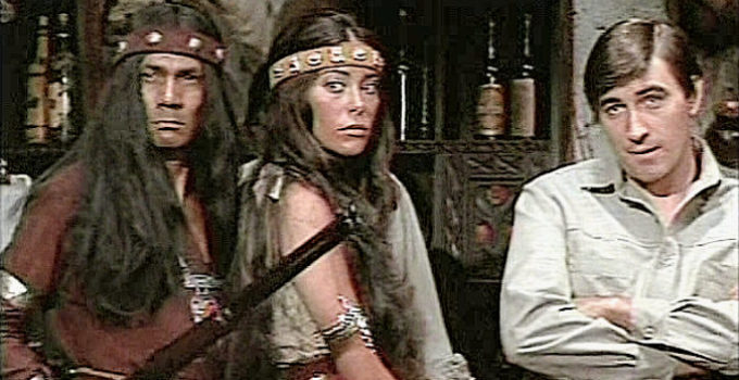 Enrique Lucero as Nacho, Paula Pritchett as Chela and Ken Hutchison as Emmet Keogh in The Wrath of God (1972)