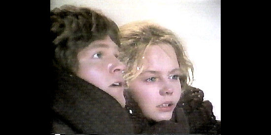 Roger Kern as David Beaton and Linda Purl as Molly, caught in a blizzard in Young Pioneers (1976)