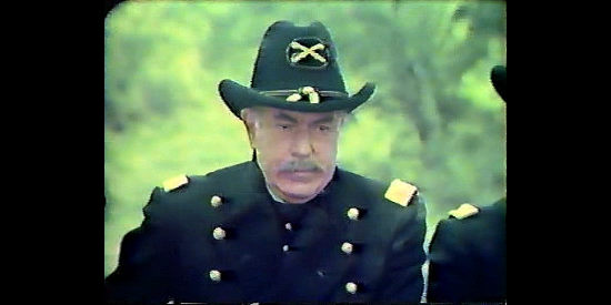 Stephen Elliott as Col. Van Horn, a cavalry commander reluctant to get involved in The Invasion of Johnson County (1976)