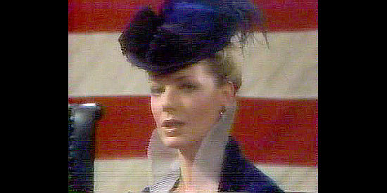 Susan Sullivan as Linda Slaughter, testifying about Custer's efforts to root out corruption in The Court Martial of George Armstrong Custer (1977)