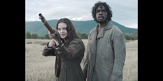 Aisling Franciosi as Claire Carroll and Baykali Ganambarr as Billy Mangana in The Nightingale (2018)