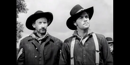 Arthur Hunnicutt as Sgt. Pickens and Dale Robertson as Lem, two of Tucker's southerners in Two Flags West (1950)