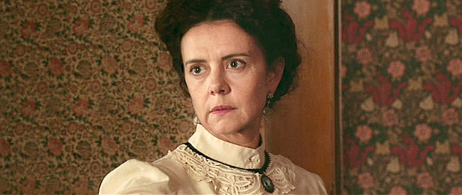 Constance Dolle as Madeleine, demanding the key to her husband's study from Layla in Savage State (2019)