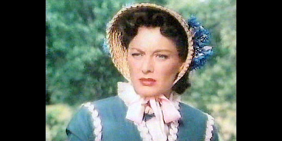 Ellen Drew as Bee Moore, the woman who marries Jesse in The Great Missouri Raid (1951)
