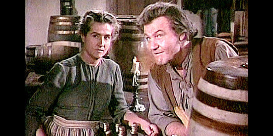 Emile Meyer as Ben Klagg with his wife, trying to figure out how to get all the money Hunk is carrying in Frontier Ranger (1959)