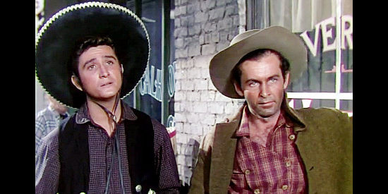 Eugene Iglesias as Johnny Sombrero, introducing the marshal to Rate Face Blake in The Duel at Silver Creek (1952)