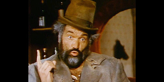 Fernando Bilboa (Fred Harris) as the ghost of Davy Crockett, vowing to have just one more drink in Whiskey and Ghosts (1974)