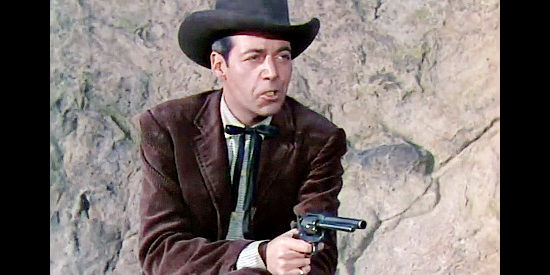 Gerald Mohr as Rod Lacy, boss of the claim jumpers in The Duel at Silver Creek (1952)