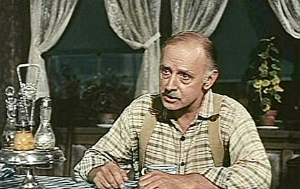 John Qualen as Swen Johnson, a leader among the Kansas wheat farmers in The Big Land (1957)