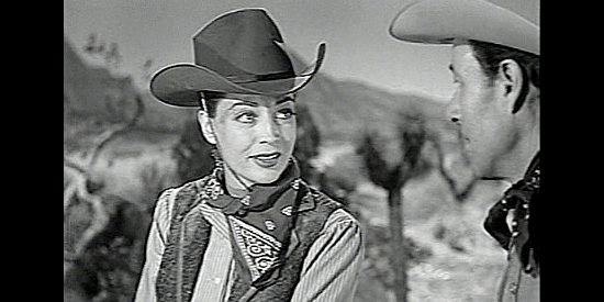 Marie WIndsor as Adelaide, explaining how she came to own part of a cattle herd in The Showdown (1950)