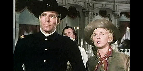 Philip Carey as Lt. Dan Gilmartin and Doris Day as Calamity Jane watching Katie's first performance in Calamity Jane (1953)
