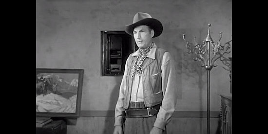 Tom Tyler as Emmett Dalton, one of the brothers making life difficult in Navajo in The Daltons' Women (1950)