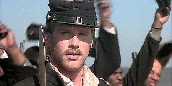 Cary Elwes as Maj. Cabot Forbes, about to help lead the 54th in the assault on Fort Wagner in Glory (1989)