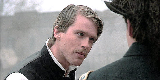 Cary Elwes as Maj. Cabot Forbes, disagreeing with Shaw's treatment of the men he commands in Glory (1989)