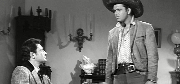 Richard Martin as Quijano, the first fast gun to answer a call for help from Hoag (Paul Richards) in Four Fast Guns (1960)