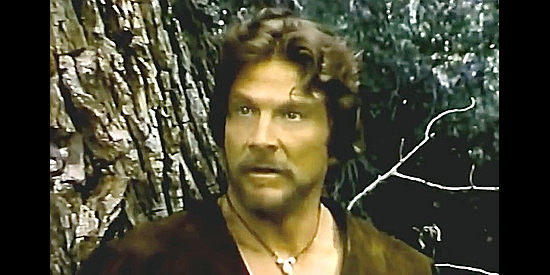 Steve Forrest as Hawkeye, facing the prospect of torture by the Delaware Indians in The Deerslayer (1978)