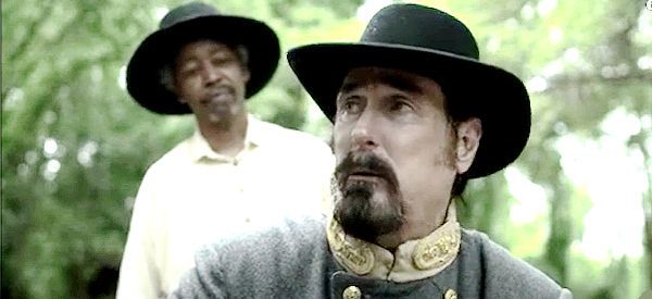 Jerry Chesser as Gen. Nathan Bedford Forrest, talking strategy with his men in A Rebel Born (2019)