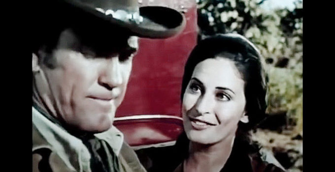 Ina Balin as Otilia Ruiz, using her charm on Shad Clay (Earl Holliman) in The Desperate Mission (1969)