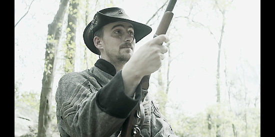 Russell Dobson as Confederate Sgt. Dobbs, vowing to help rebuild a church Union troops destroyed in Kill Cavalry (2021)