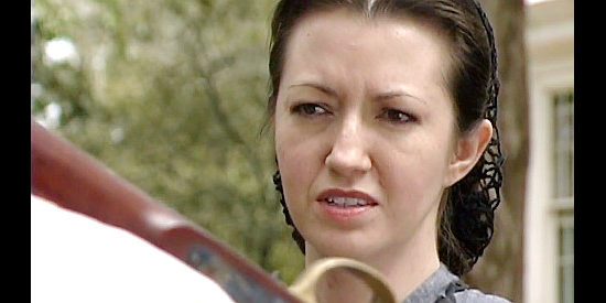 Victoria Donofrio as Victoria Thompson, fearful for her son's safety in The Battle of Aiken (2005)