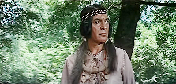 Franco Fabrizi as Chief Black Eagle, lured into helping Fernand in his quest for the gold in Panhandle 38 (1972)