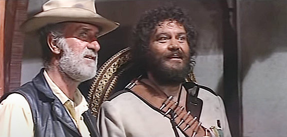 Keenan Wynn as Billy Bronson with Remo Capitani as El Tornado, the Mexican bandit after the gold in Panhandle 38 (1972)