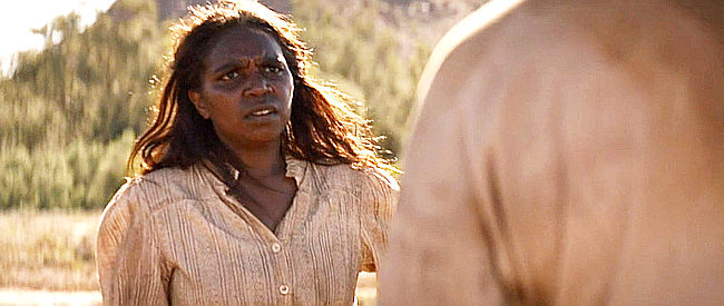 Natassia Gorey Furber as Lizzie, informing her husband she's pregnant in Sweet Country (2017)