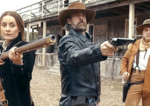 Tellie (Whit Kunschik), Daniel King (Dylan Hobbs) and Parker (Bailey Roberts) join forces when John Dooling's men come calling in The Bounty Men (2022)