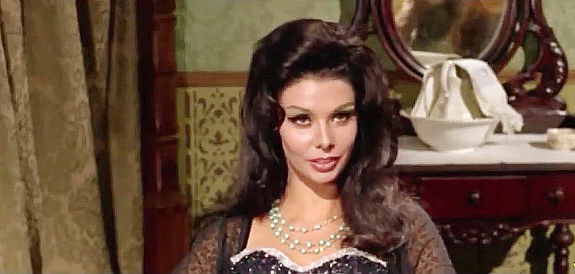 Gloria Paul as Dorothy, making the acquaintance of the men who claim to be sons of a renown gunman in Two Sons of Ringo (1966)