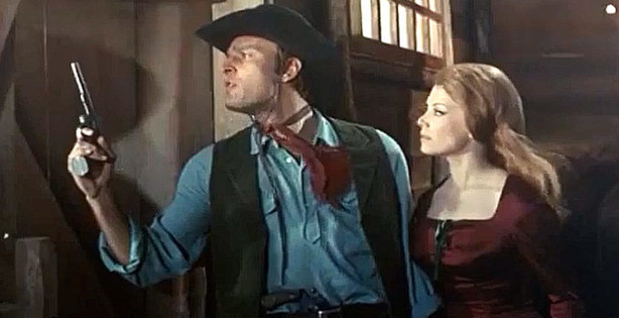 Claudio Undari (Robert Hundar) as Bill James and Mercedes Alonso as Dorothy Power in Son of Jesse James (1965)