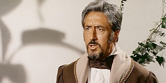 Franco Fantasia as Don Diego de la Vega, alarmed to learn Zorro's hideout has been discovered in The Two Nephews of Zorro (1969)