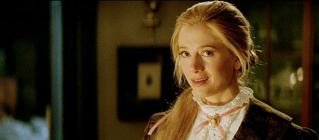 Mira Sorvino as Fanny Chamberlain, learning of her husband's commission in Gods and Generals (2003)