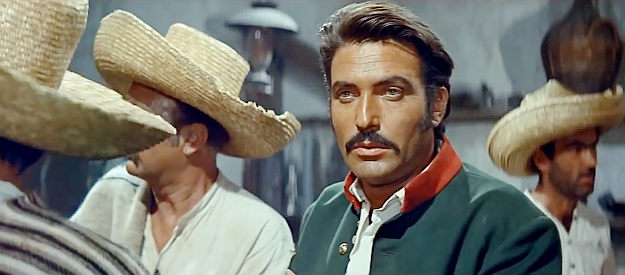 Rik Battaglia as Capt. Mendoza, determined to hold onto his prisoner in Thunder at the Border (1966)