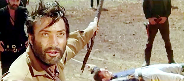 Rik Battaglia as Murdock, threatening to draw and quarter a young officer in Winnetou and Shatterhand in the Valley of Death (1968)