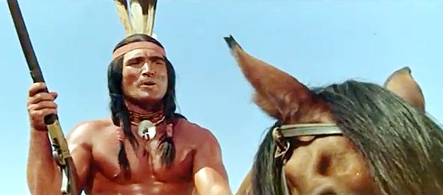 Vojislave Govedarcia as Red Buffalo, the Sioux chief after the gold in Winnetou and Shatterhand in the Valley of Death (1968)