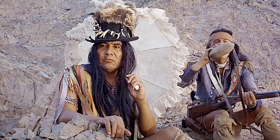 W. Vincent St. Cyr as the leader of the band of Apache warriors in Billy Two Hats (1975)